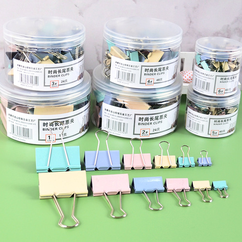 Wholesale Morandi Tail Clips Office Long Tail Clips Ticket Clip Ticket Clip Macaron Binding Clip Box Storage Clip 