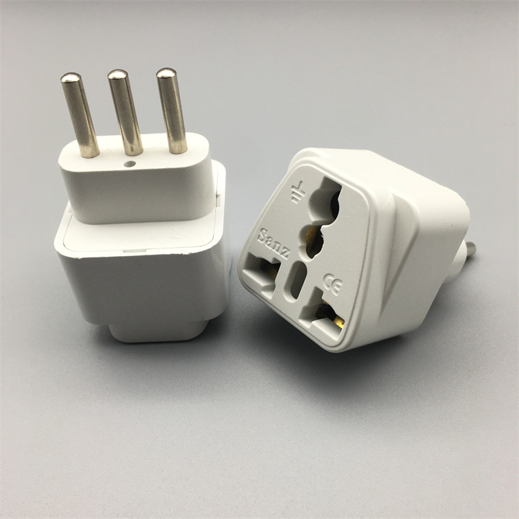 Adaptador de viaje universal, enchufe para Italia/Uruguay/Chile, estándar europeo, 3 clavijas redondas