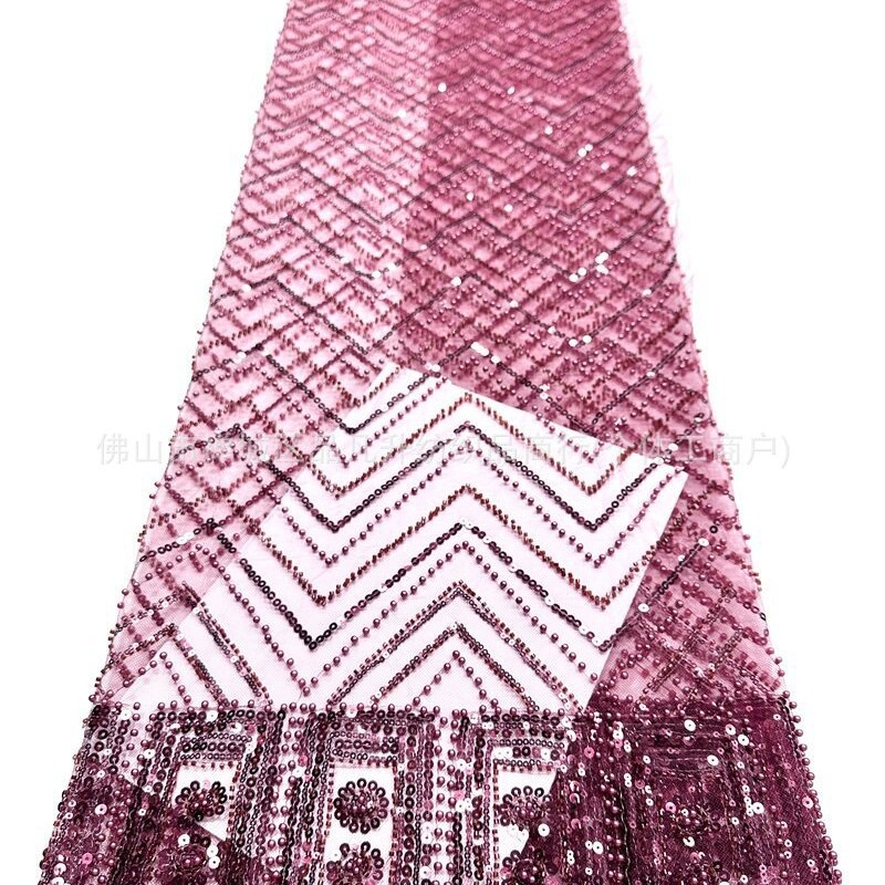 Moda nacional ropa de escenario ropa de rendimiento ropa de tela de bordado de perlas de la industria pesada sequinilla tela de bordado de perlas al por mayor