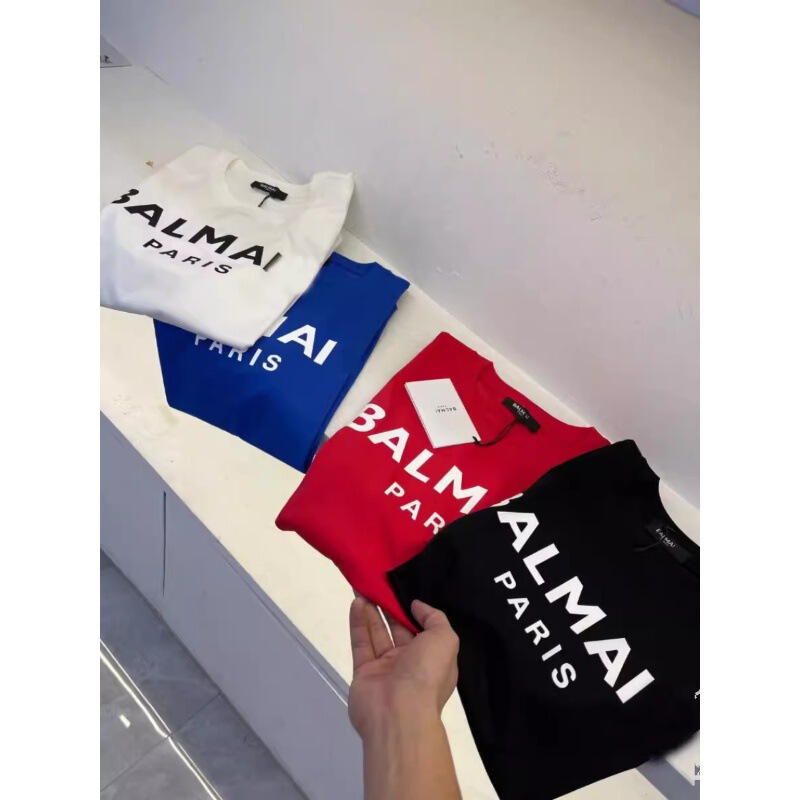 Balmain Balmain Spring and Summer New Fashion Casual Round Neck Pullover Short-Sleeved T-Shirt with Printed Letters for Men and Women