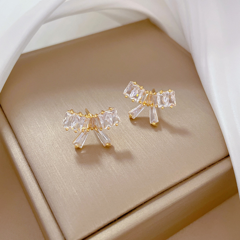 Street Occasion 304 Stainless Steel Material Real Gold Plated 304 Stainless Steel PVD Coated Bow Knot Waterproof Non Tarnish Sweet Earrings Necklace For Women'S