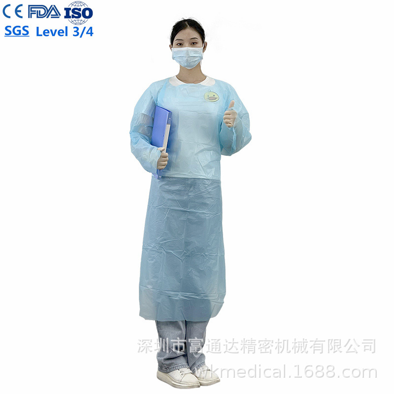 EN14126 一次性CPE拇指扣隔离防护衣ASTM 1671