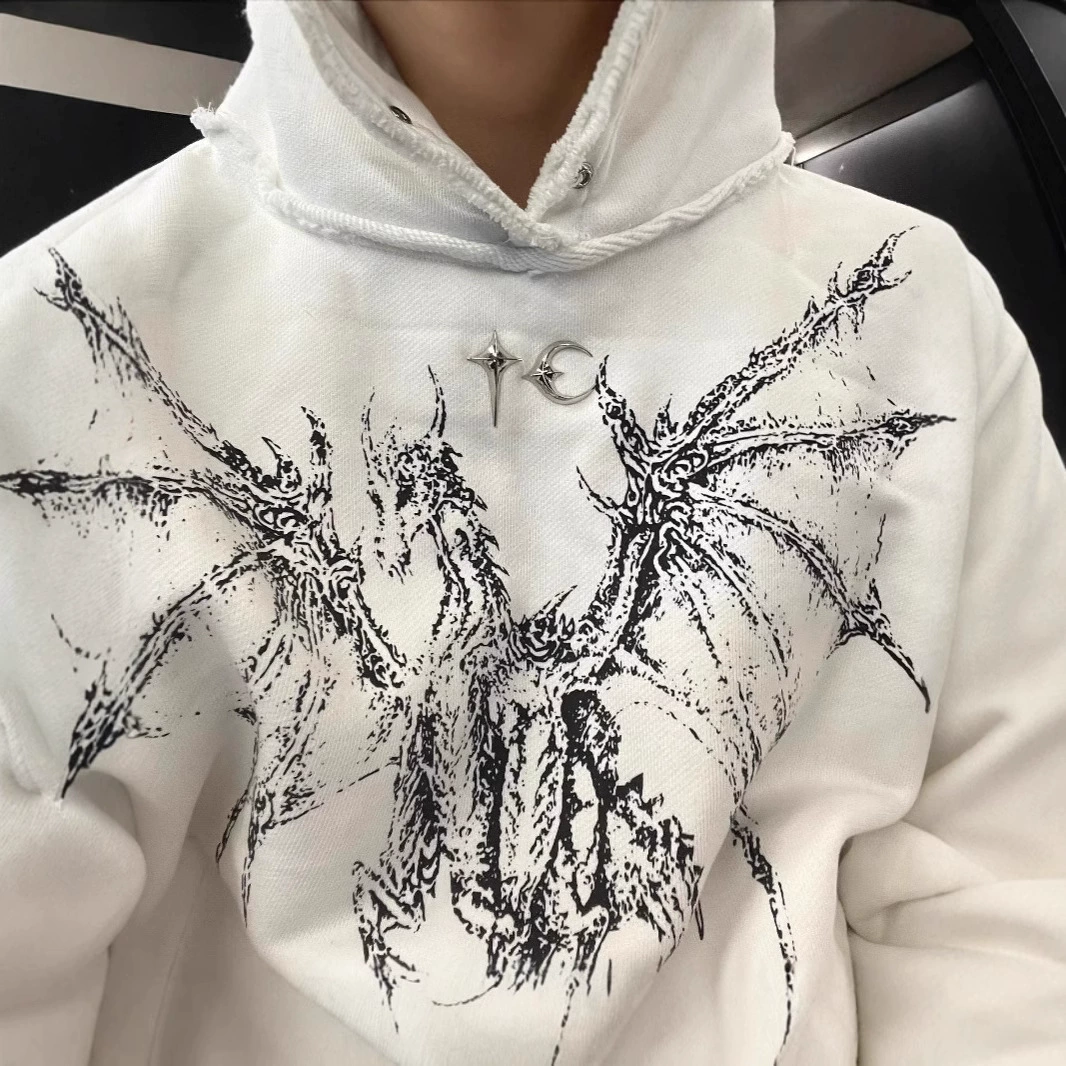 Thug club 500 г американский демон киль заклепки с капюшоном свитер мужской прилив толстовка с капюшоном