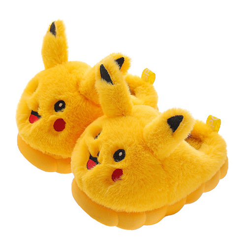 Children's Cotton Slippers for Autumn and Winter, Cartoon Style, for Big Kids and Toddlers, Cute and Parent-Child Home Slippers, Non-Slip and Warm, Fluffy Shoes