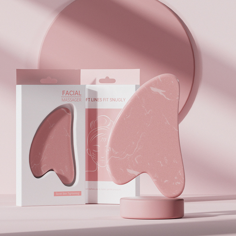 Masaje facial transfronterizo rodillo de doble cabezal raspador de belleza cristal no rosa jade levantar la cara y los ojos