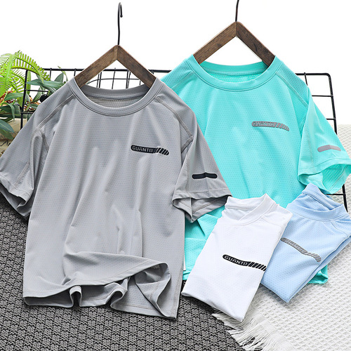 Children's Quick-Dry Mesh Short-Sleeve T-Shirt for Boys, Qingdao Senshang Factory Panda Class Brand Children's Mesh Top