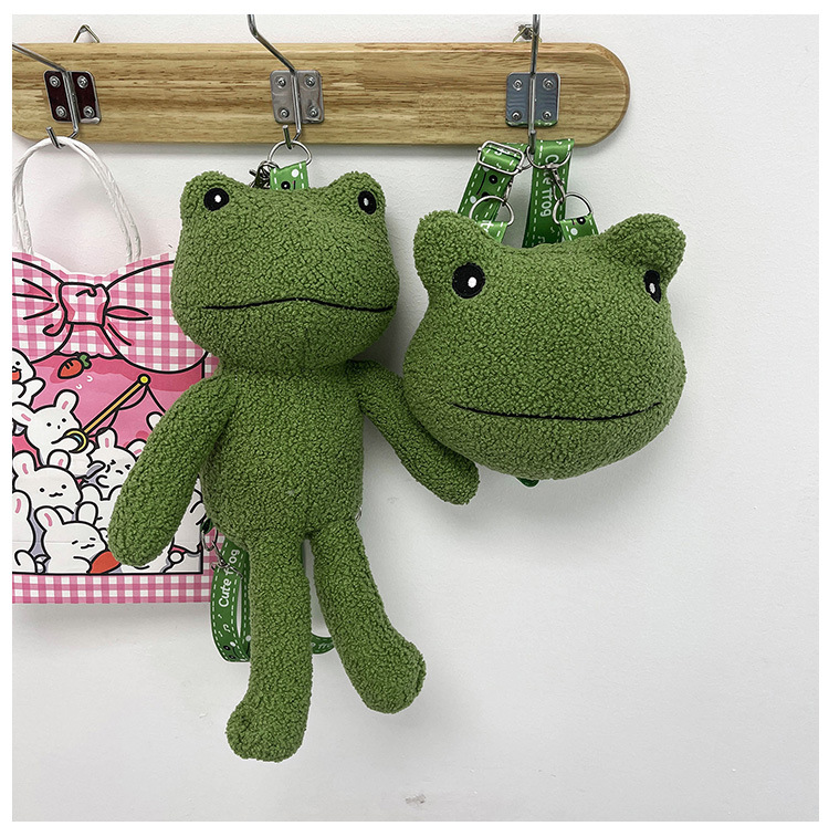 2021 Autumn New stylish and cute green frog single-shoulder crossbody bag wallet plush toy birthday gift for girls undefined