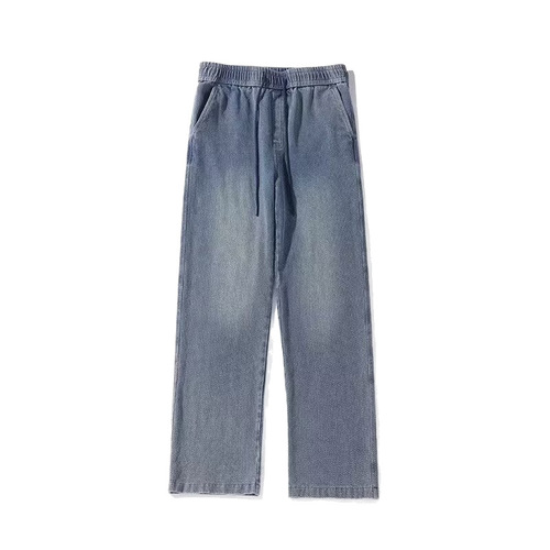 Skyprint straight-leg jeans for men, summer new arrival, American retro, washed pants, loose casual wide-leg long pants