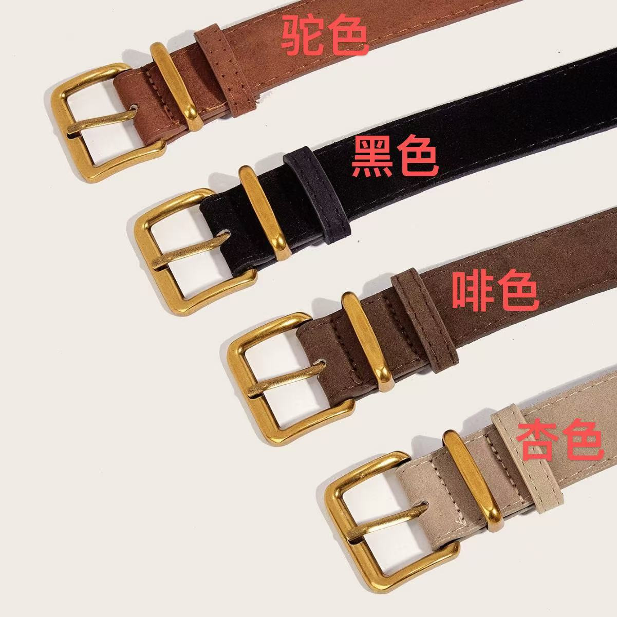 1563#Бархатный материал (пряжка из античного золота) 3,3 см (коричневый)