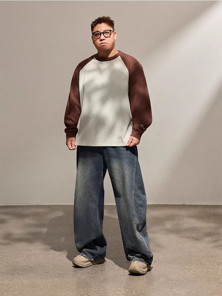 Men's Clothing Loose Straight Leg Jeans Scimitar Design Casual Wide Leg Mid Waist Polyester Spring Autumn Fashion_mkmklike.com