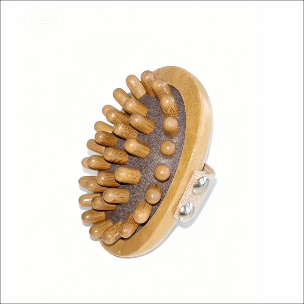 Wooden Meridian Massage Brush Meridian Shua Body Brush for Abdominal Acupoint Care Boxed 100g in use