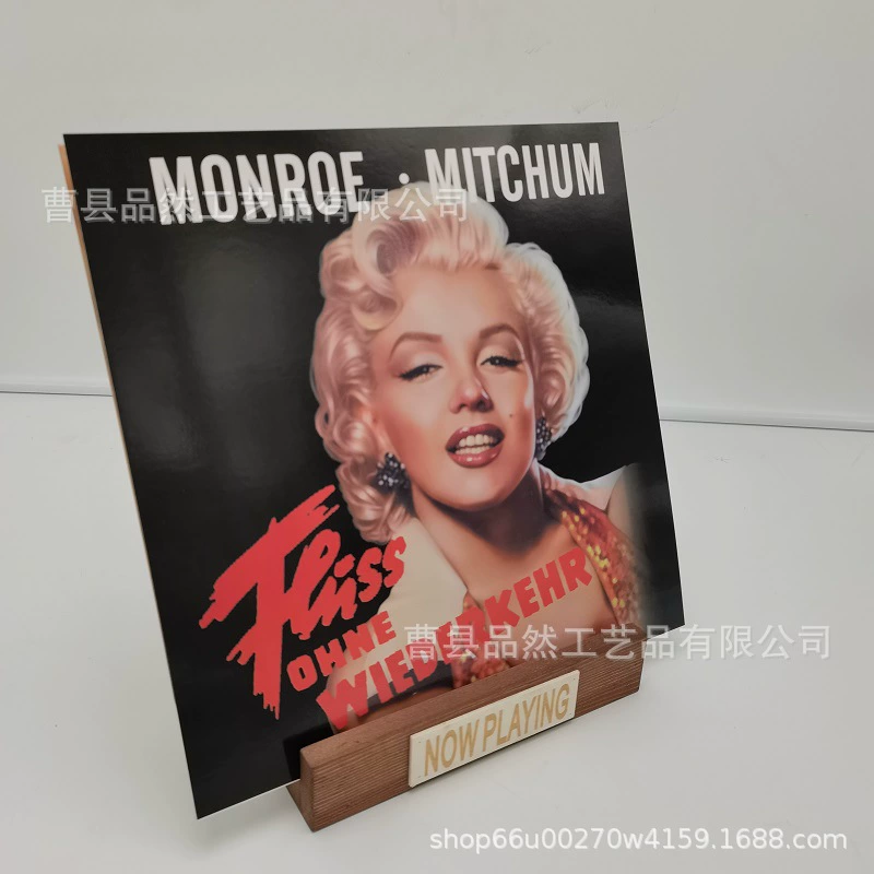 Wall -mounted pine brown retro record rack vinyl rack multi -functional wall decorative frame on the wall