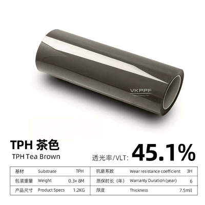 TPH car light film, headlight protection and color change film, high light transmittance, self-repairing, available in multiple colors (Car headlight protective film) - brown-30cm10m