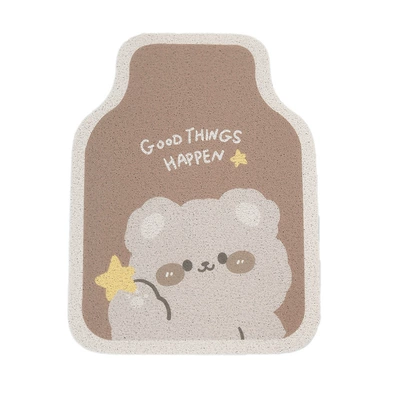Blue Rain Cartoon Car Floor Mats Creative Wire Circle Cute Brown Bear Anti-Slip Floor Mats Decorative Car Universal Floor Mats for Women (Universal Foot Pad) - cute-brown-bear-in-front-of-foot-pads