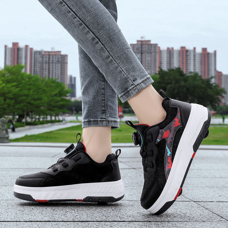 Cross-border rotary buckle manual small four-wheel heyday shoes teenagers children roller skates