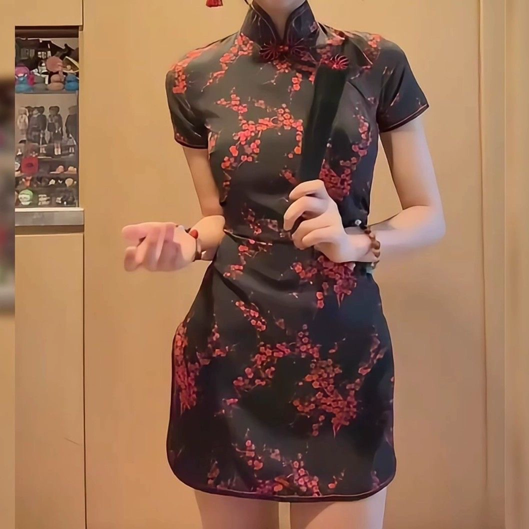 Cheongsam Cosplay Set with Apron and Tights, Lolita/Japanese Style, Fits 80–120 catties