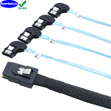 Mini SAS SFF-8087公转4 SATA 7P母头左弯服务器高速连接线