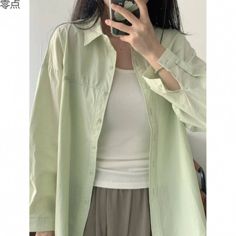 轻奢蓝色衬衫女长袖2025年新款别致宽松超好看上衣衬衣外套|undefined