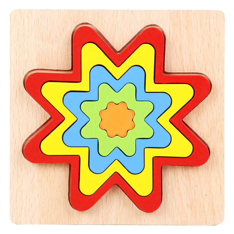 Material didáctico Montessori forma geométrica Puzzle Panel Juguetes Educativos de educación temprana para niños 0-3 años 2 tablero de agarre de mano para niños conjunto columna