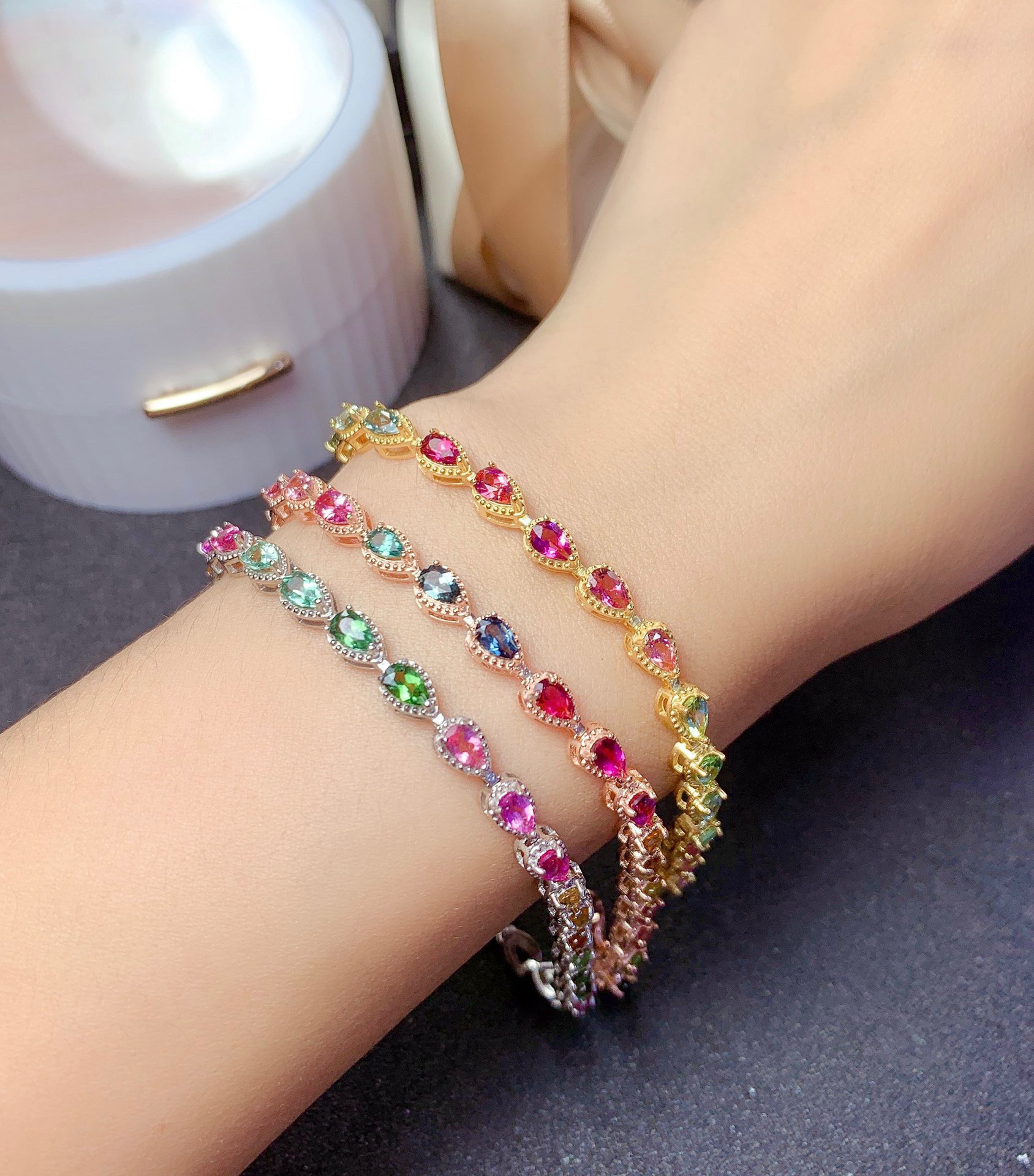 14g Weight Zircon Inlay Material Simple Style Classic Style Water Droplets Copper Inlay Zircon Bracelets
