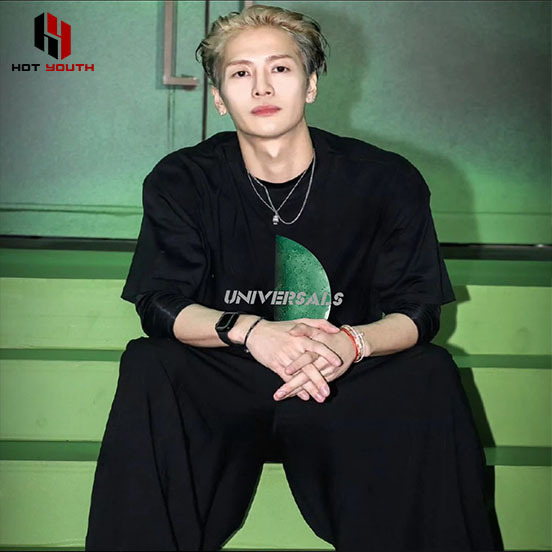 스타 Wang Jiaer Deng와 같은 스타일의 미국 티셔츠 반팔 남성용 다용도 여름 루즈한 대형 라운드 넥 탑