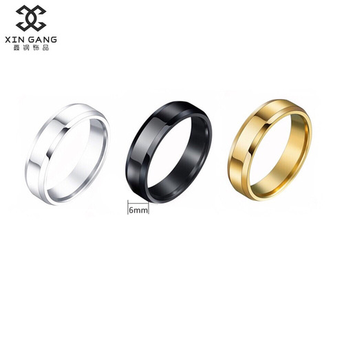Engravable double bevel ring, European and American titanium steel ring, stainless steel couple ring, non-fading jewelry wholesale