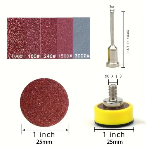 Cross-border product 100PC 1-inch self-adhesive flocking sandpaper jade jade wood polishing and rust removal sandpaper