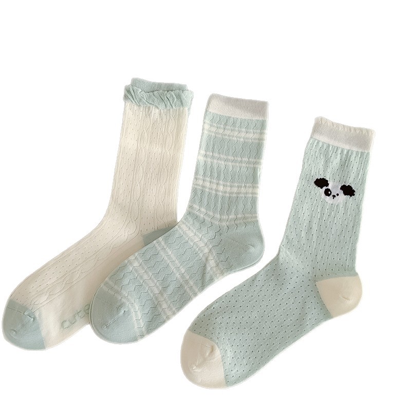 2025 primavera y verano nuevos productos japoneses verdes delgados calcetines de algodón transpirables anti-deslizante sudor calcetines de mujer frescas pila calcetines