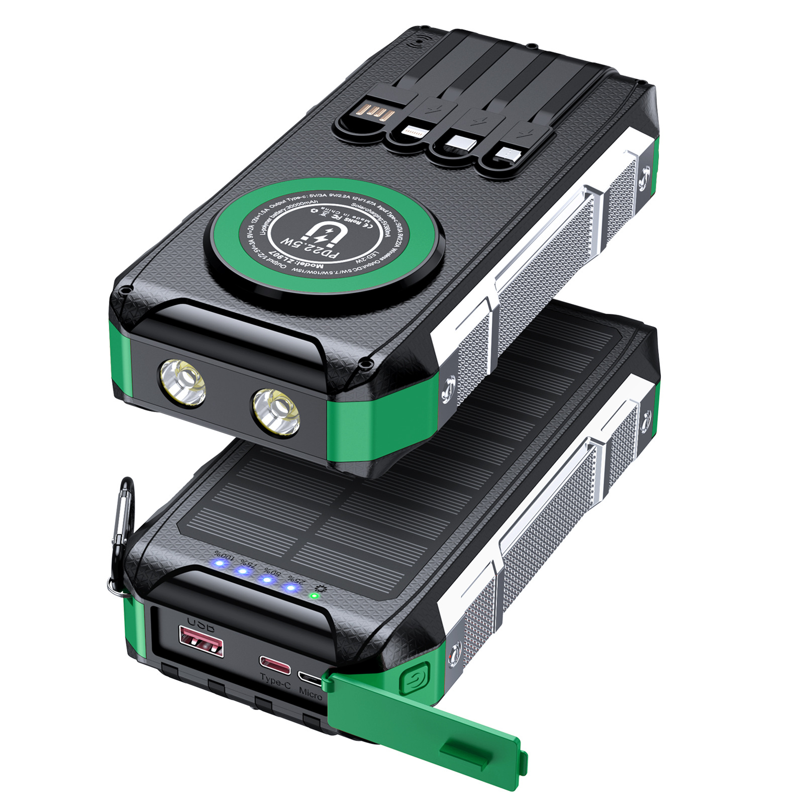 Transfronterizos inalámbricos carga solar fuente de alimentación móvil estándar real 30000mAh gran capacidad al aire libre tesoro de carga logo personalizado