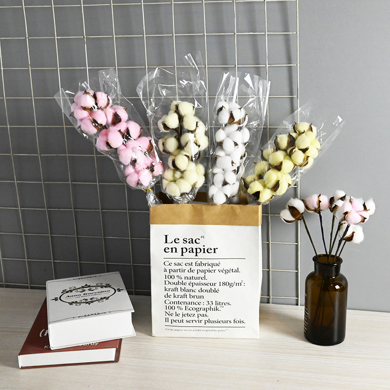 仿真棉花乾花枝自然花單頭棉花仿真花廠家批發家居裝飾品擺件材料