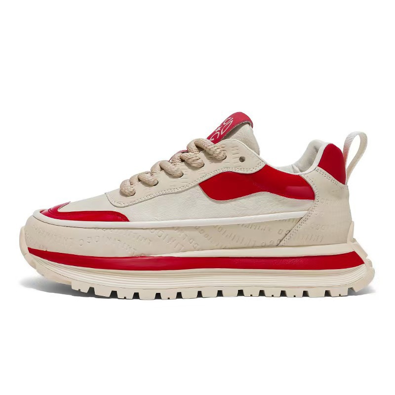 Color-Blocking Dad Shoes For Men, Spring And Autumn, Comfortable Leather Casual Versatile Stylish Retro Casual Men's Sho_vogvips.com