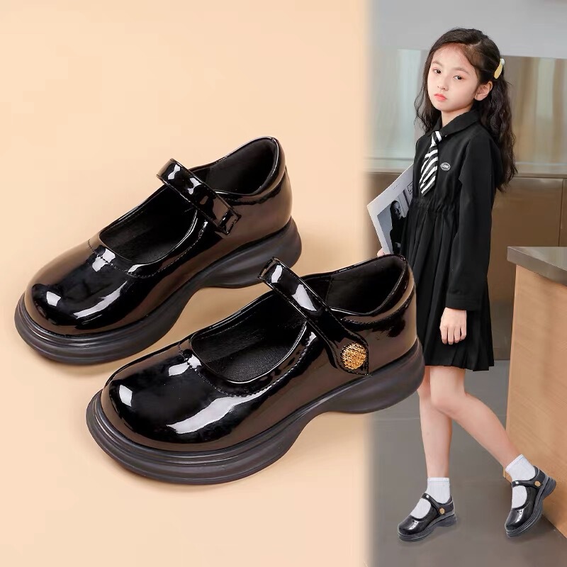 Girls' Small Leather Shoes Spring & Fall 2025 New Versatile Princess Shoes Black Loafers Preppy Kidsren's Shoes Mary Jane