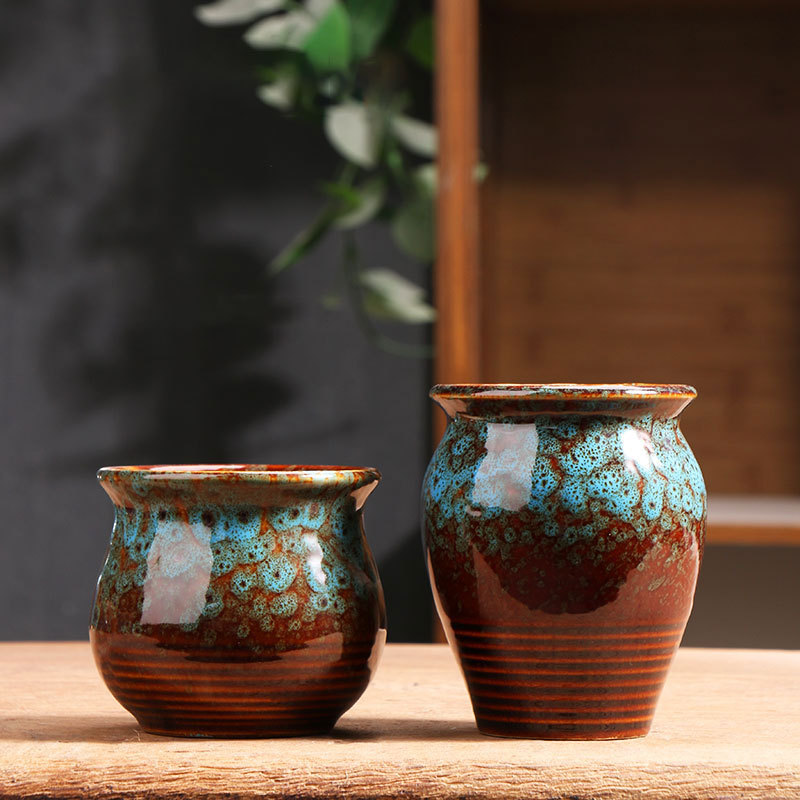 Gran belleza azul fábrica de macetas de carne doméstica directa cerámica especial maceta de cerámica al por mayor