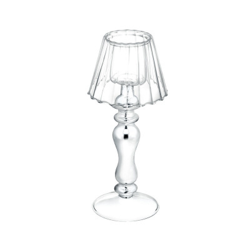 Lámpara de mesa Candelabro de vidrio ins vidrio simple de estilo europeo cena romántica candelabro de vidrio decoración creativa candelabro de plata