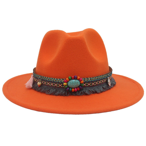 New-style ethnic western cowboy hat gem accessories Tibetan-style hat for men and women couples outdoor cycling felt hat