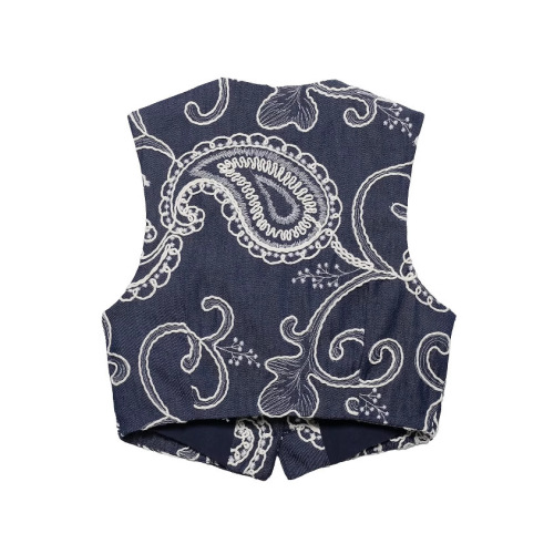 Cross-border wholesale 2025 summer new women's Western-style embroidery short-sleeve V-neck top + skirt pants set