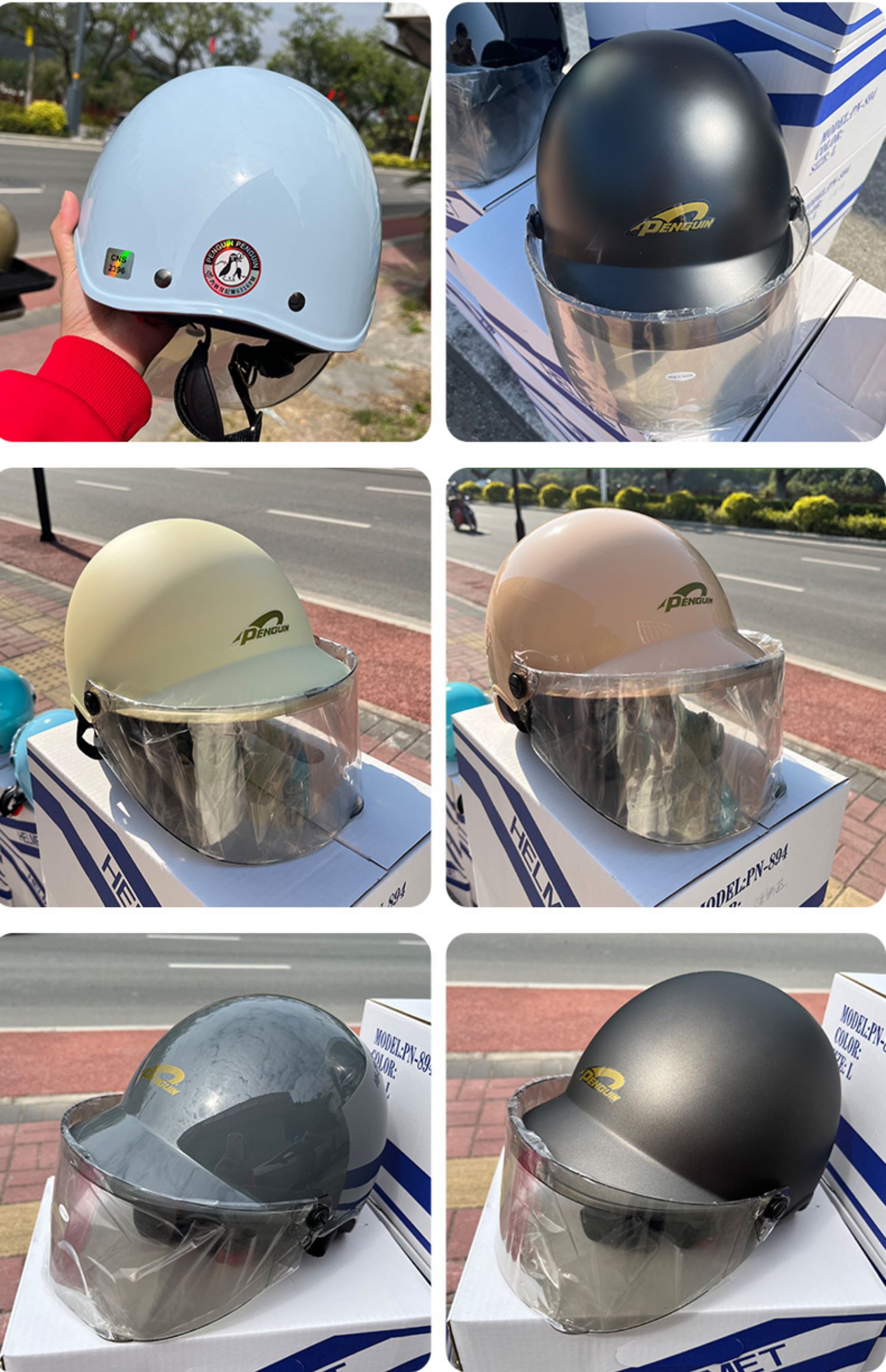 genuine goods Taiwan Penguin Motorcycle Helmet Piao Helmet Motorcycle Half Helmet Summer Helmet Sunscreen Electric Vehicle Helmet for Men and Women