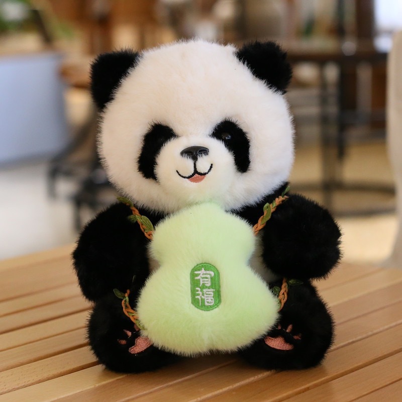 成都纪念品熊猫玩偶毛绒玩具趴款花朵裙玩偶熊猫背水果款|undefined