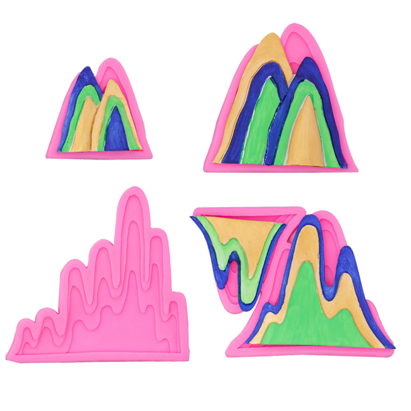 Grande y pequeño Montaña Roca silicona molde pastel chino postre hornear decoración chocolate fondant molde
