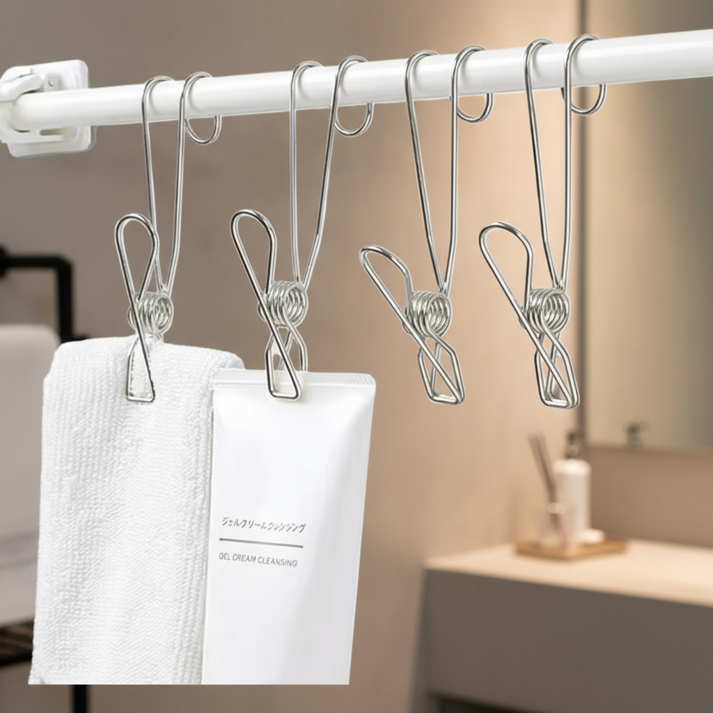 Long Tail Stainless Steel Clip Clothes Hanger with Hook Clothespin Spring Clip Long Hook Clip Information File Storage Cable Clip