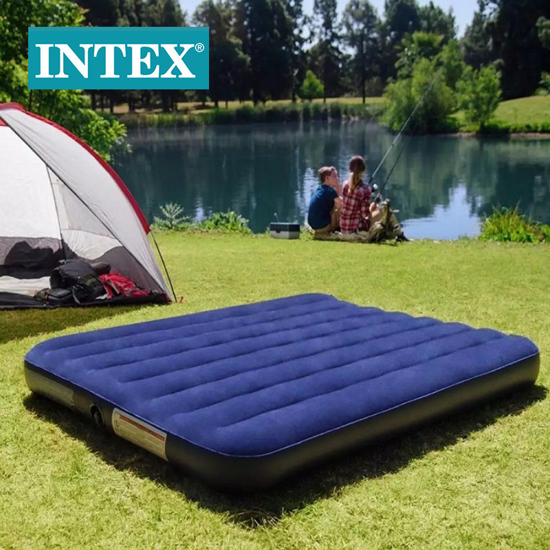INTEX64756-64755 outdoor camping inflatable mattress double single portable flocking air bed