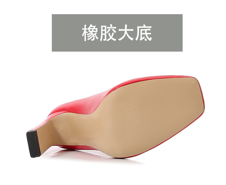 Giày cao gót nữ mũi vuông cỡ lớn, miệng nông gắn khóa pha lê, giày lễ phục cô dâu — Màu mơ, Màu trắng, Màu đen, Màu đỏ chi tiết 8