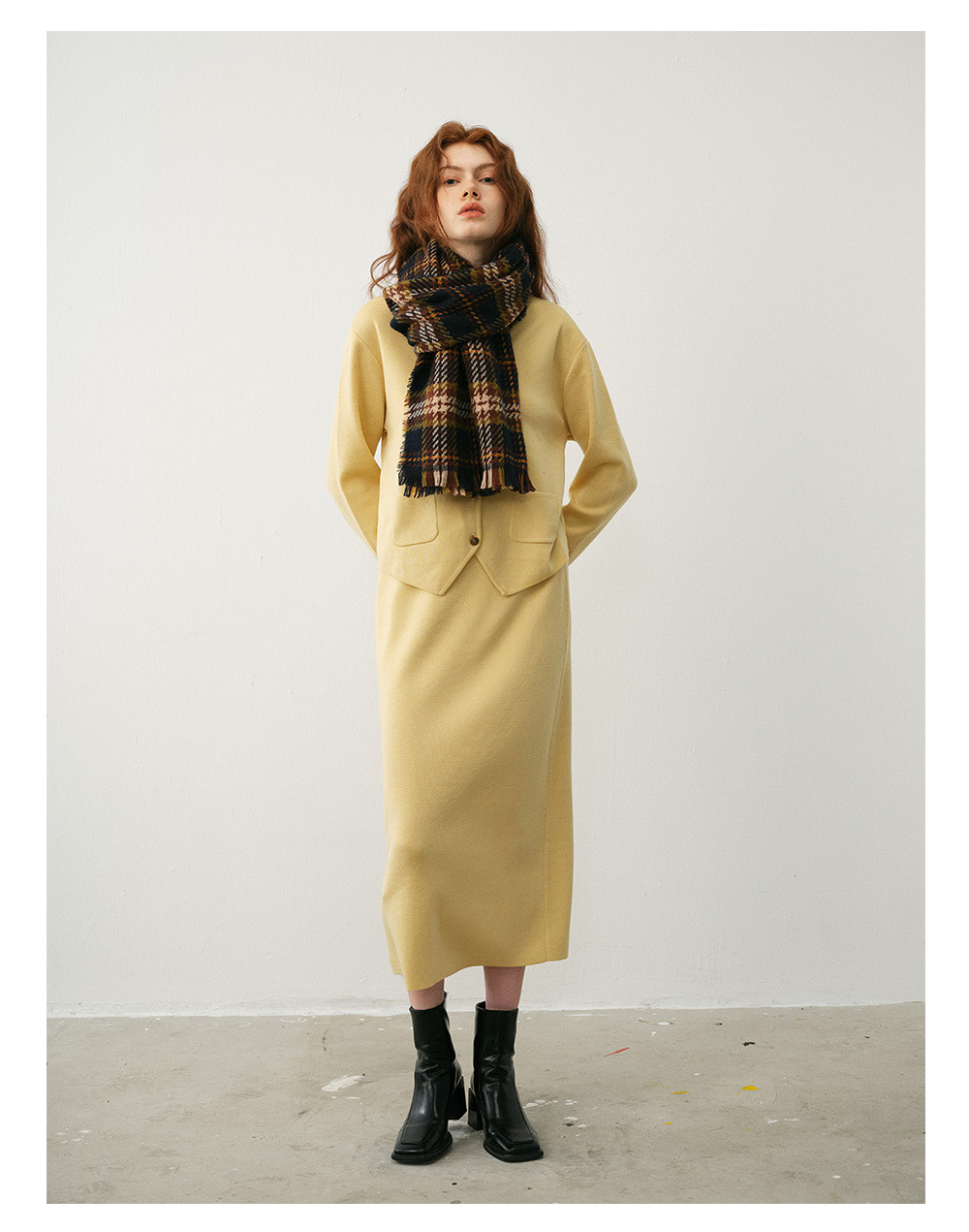 Cachecol de xadrez clássico para mulher, lenço de inverno macio_voghion.com