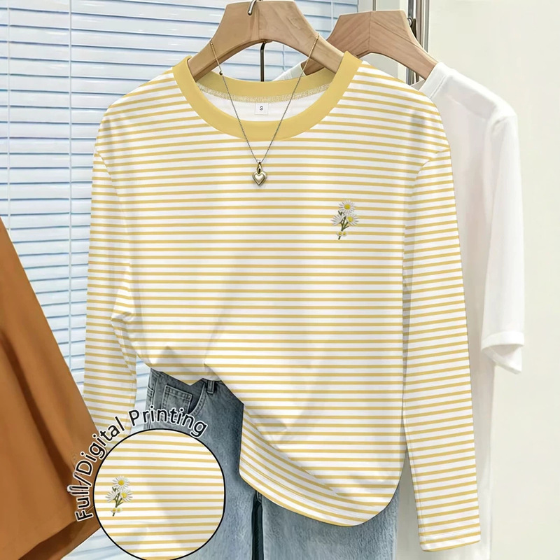 Amazon independent store, cross-border e-commerce for Europe and the US, fashionable 3D digital print new arrivals, women's casual long-sleeved versatile T-shirt
