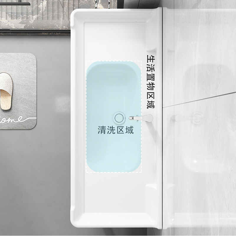 Cuarto de baño de aluminio espacio mostrador lavabo de cerámica moderno minimalista cuarto de baño lavabo gabinete