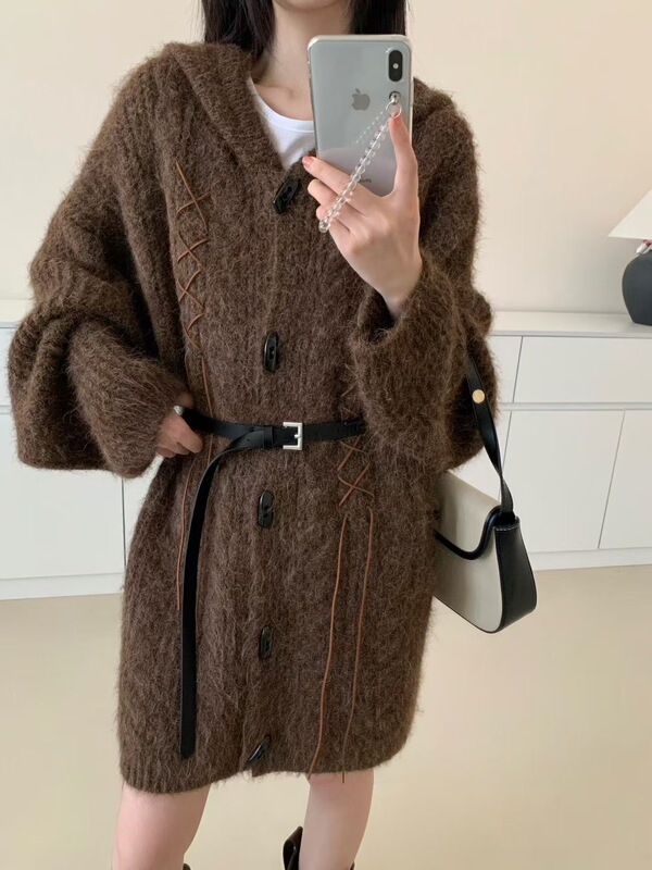 宽松大码针织开衫女装秋冬新款慵懒风柔软舒适今年流行的显瘦外套|undefined