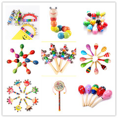 Baby Exercise Hand-Holding Musical Toy, Orff Wooden Cartoon Rattles Wooden Maracas, Training Auditory Rattles