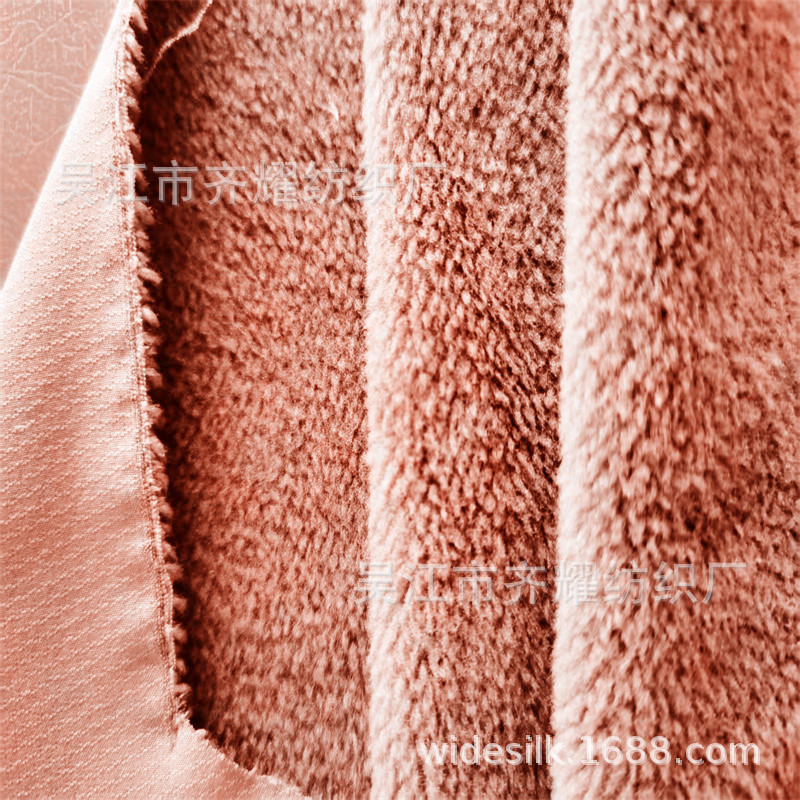 270g涤氨四面弹免贴合爆米绒一体绒抓毛绒四面弹奥利绒长毛绒