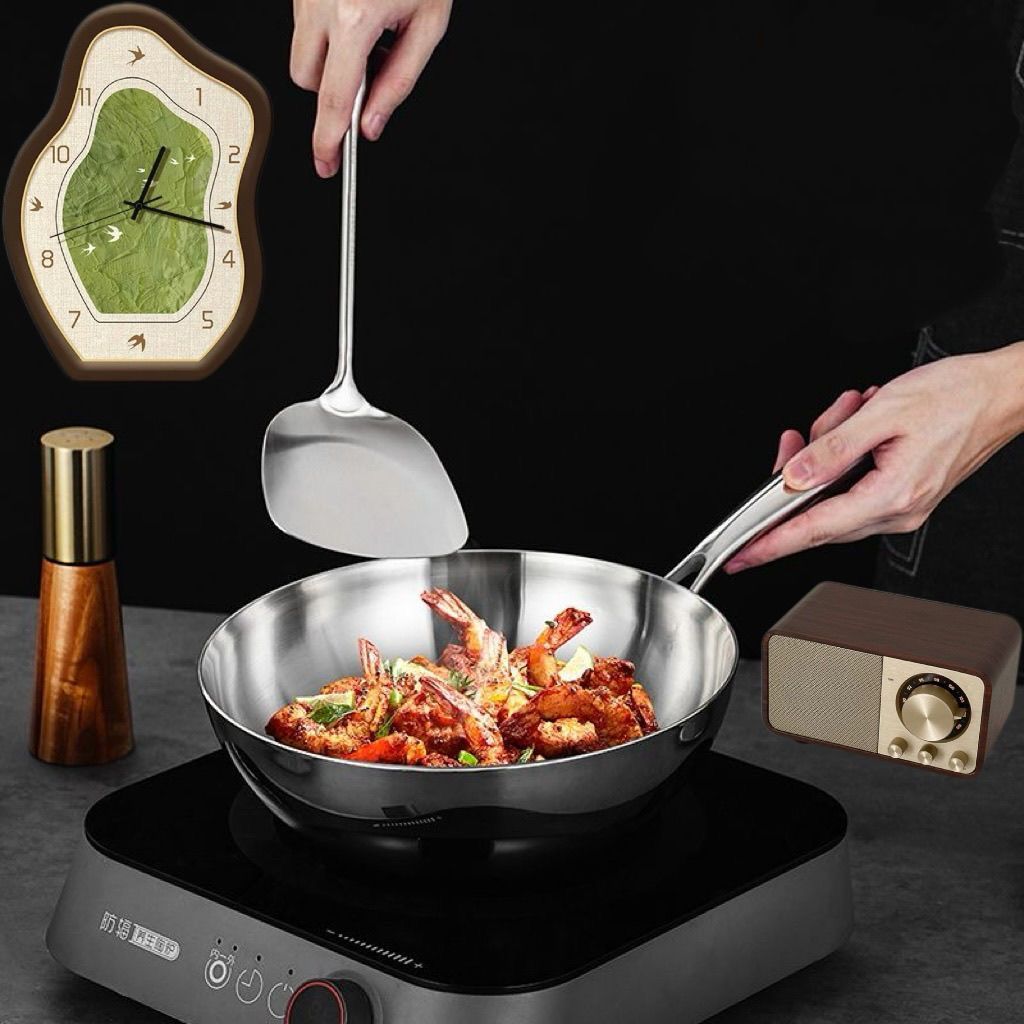 316 horno electromagnético doméstico de acero inoxidable alemán sin recubrimiento no pegajoso para un solo alimento pequeño horno de frita de verduras