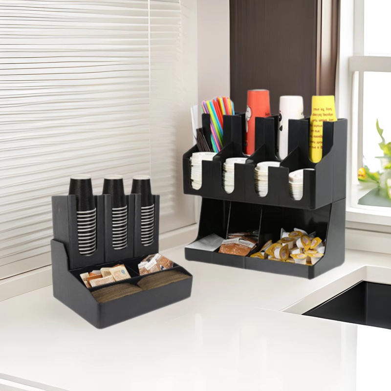 Organizador multifuncional para vasos y servilletas, soporte para cafetería o barra de té, personalizado con logo